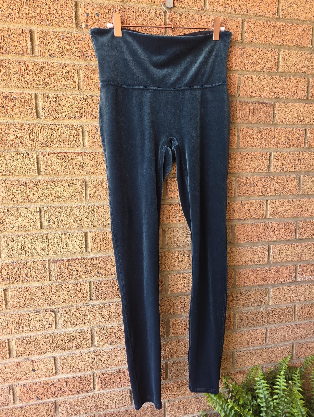 SPANX Velvet Leggings High-Waisted Emerald Green Size Large